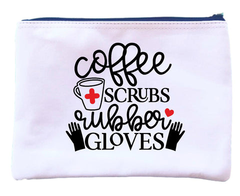 Coffee Scrubs and Rubber Gloves Zipper Pouch